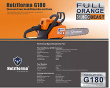 Load image into Gallery viewer, BLUESaWS 31.8cc Holzfforma® G180 Chain Saw Power Head Orange Color Only Without Guide Bar and Saw Chain