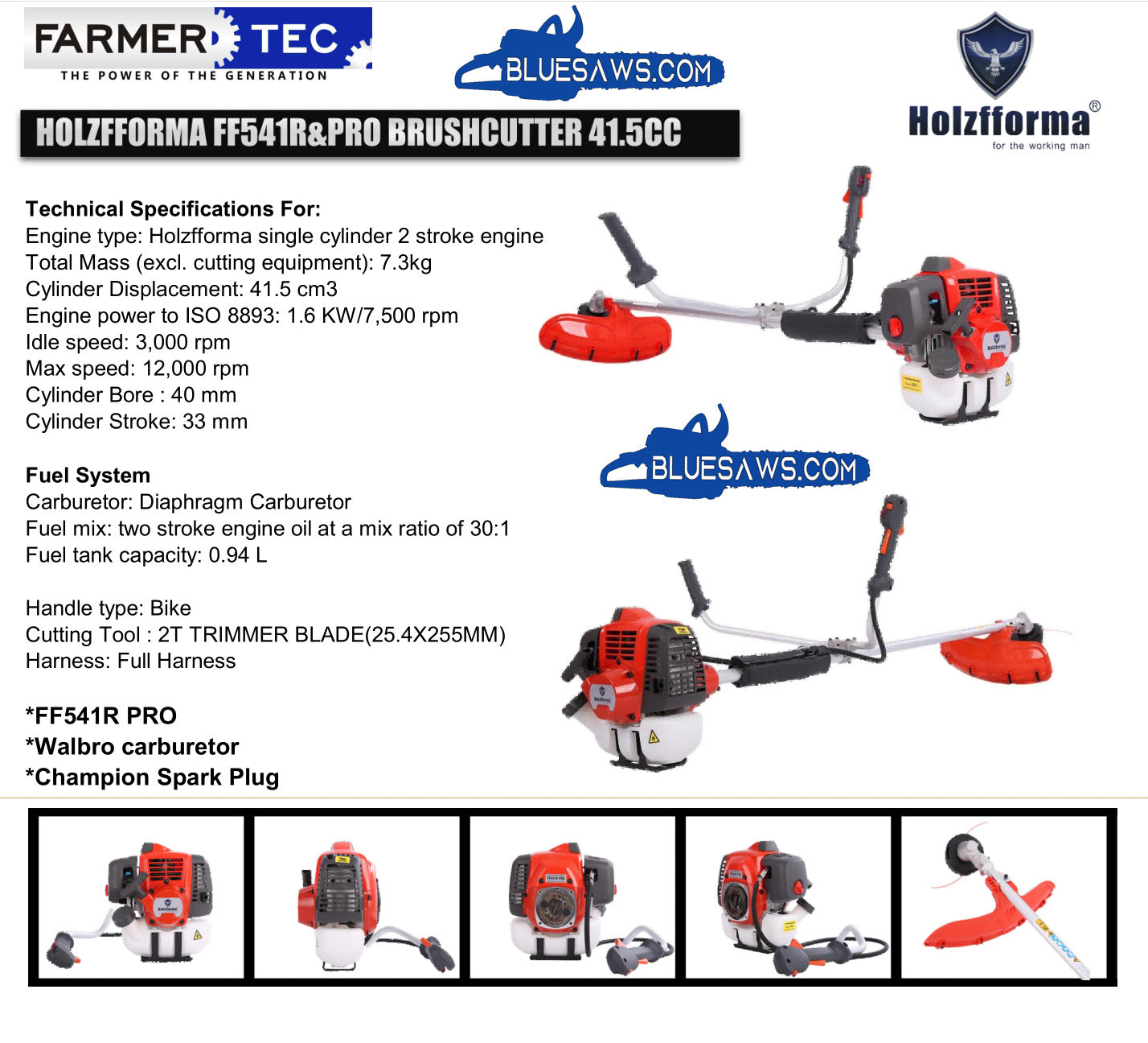 BLUESAWS 41.5cc Holzfforma FF541R PRO Brush Cutter Smelter City Saws