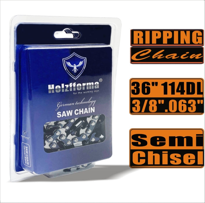 Bluesaws - Ripping Chain Semi Chisel 3/8'' .063'' 36inch 114DL Chainsaw Saw Chain Top Quality German Blades and Links
