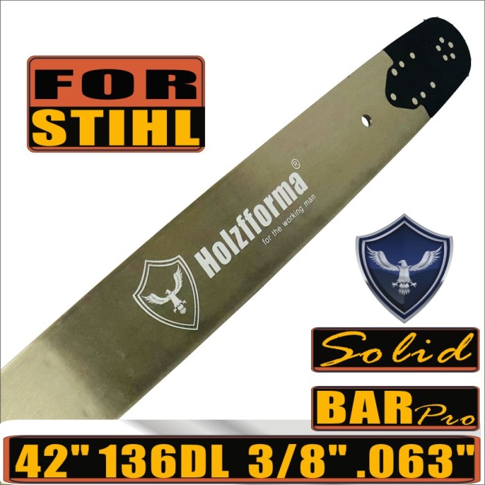 Holzfforma® Pro 42inch 3/8 .063 136DL Solid Guide Bar For STHL mount 3003/D025 - Bar OnlyBLUESAWS