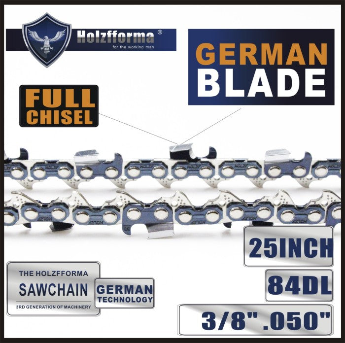 Bluesaws - 24 or 25 inch 3/8 .050 84DL Full Chisel Saw Chain German Blade