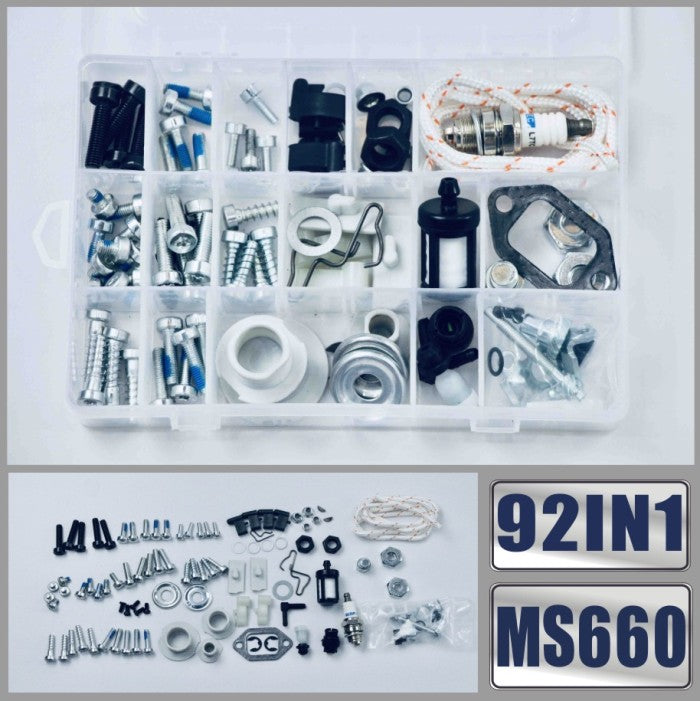 BLUESAWS 92IN1 Screws Bolts Nuts Clips Chain Tensioner Tank Vent Starter Kit For STHL chainsaws