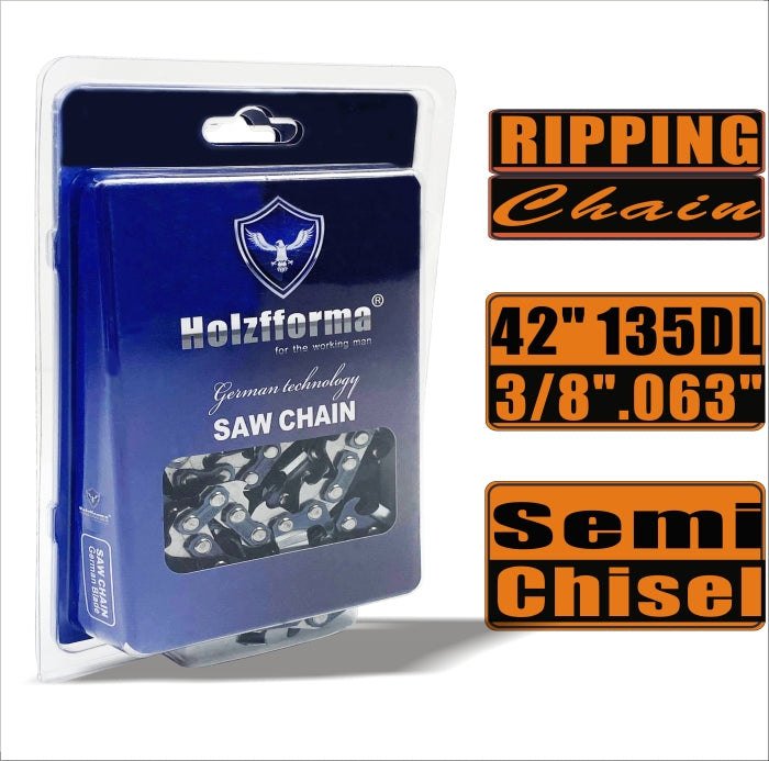 BLUESAWS -Holzfforma® Ripping Chain Semi Chisel 3/8'' .063'' 42inch 135DL Chainsaw Saw Chain Top Quality German Blades and Links