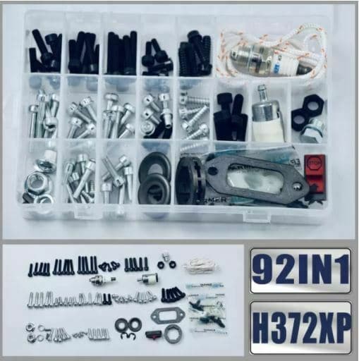 BLUESAWS 92IN1 Screws Bolts Nuts Clips Chain Tensioner Hardware Kit For HUSKY362 365 371 372XP