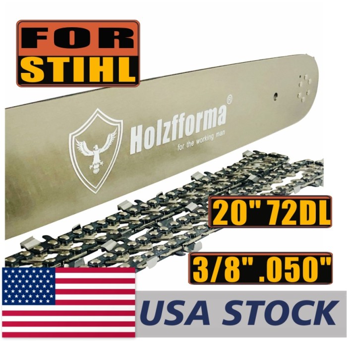 Holzfforma® 20inch 3/8 .050 72DL Bar & Full Chisel Saw Chain Combo For STHL 3003 mount
