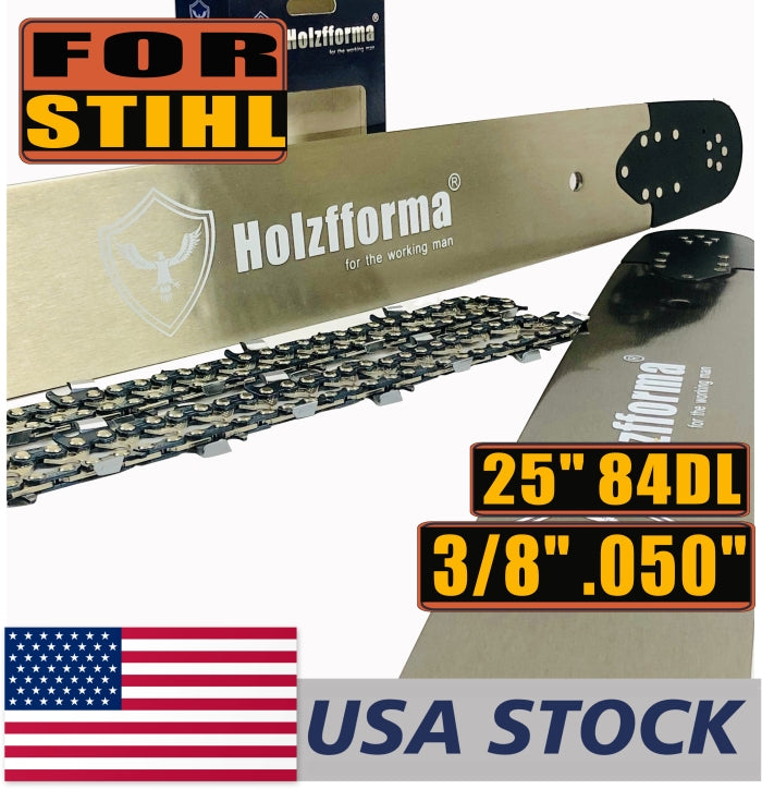 Holzfforma® Pro 24 or 25inch 3/8 .050 84DL Guide Bar & Full Chisel Saw Chain Combo for STHL 3003 Mount